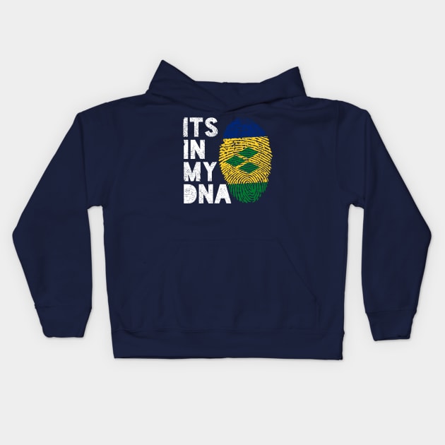 Its In My DNA Saint Vincent and the Grenadines Flag Fingerprint Kids Hoodie by BraaiNinja